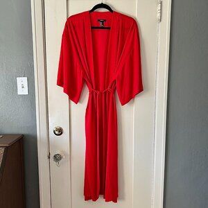 NWOT - Forever 21 Long Sheer Chiffon Kimono Robe - Red - Size Small